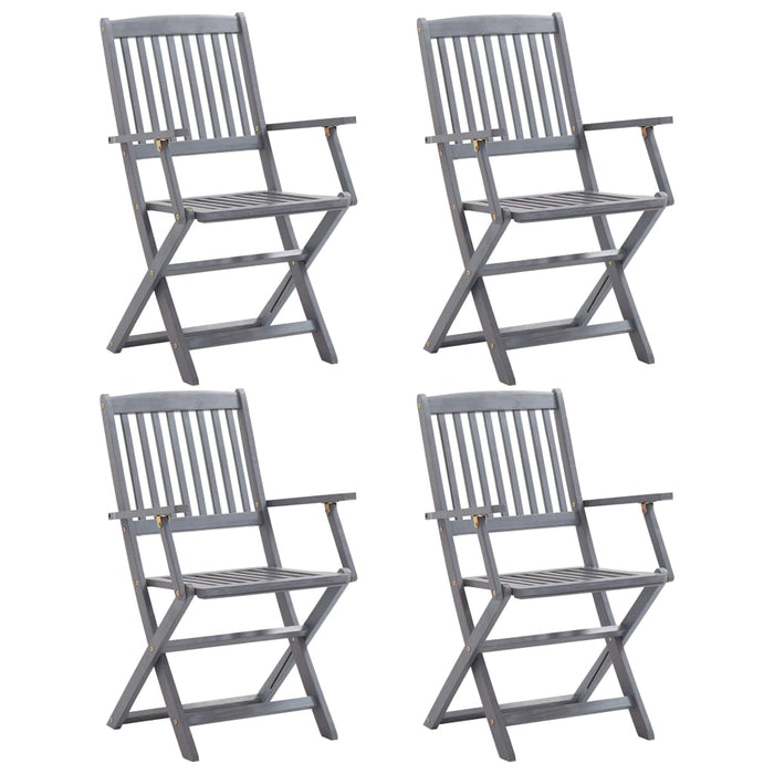 VXL Folding Garden Chairs 4 Units Solid Acacia Wood