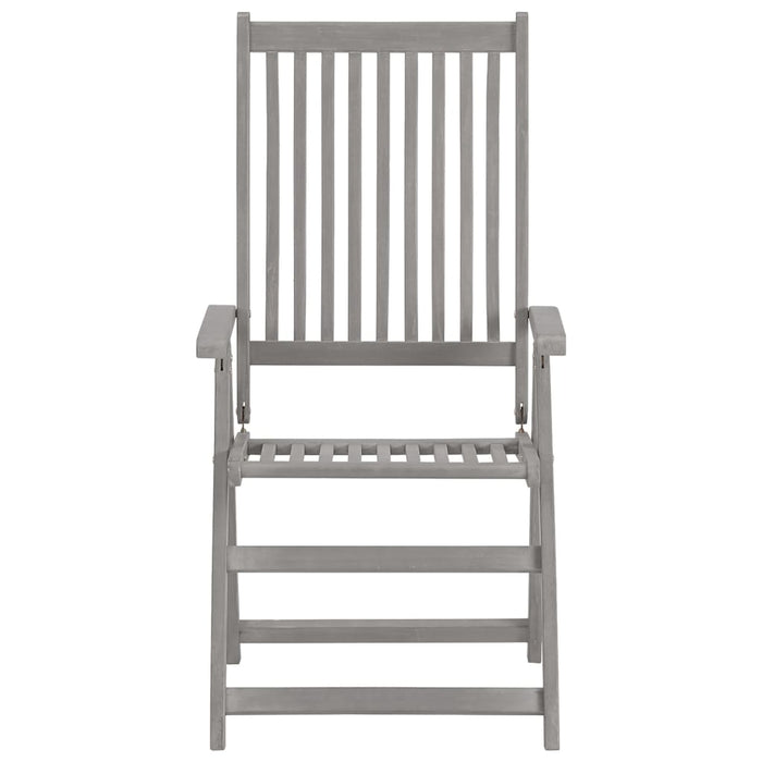 VXL Reclining Garden Chairs 2 Pcs Solid Acacia Wood Gray