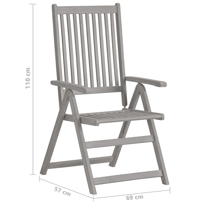 VXL Reclining Garden Chairs 2 Pcs Solid Acacia Wood Gray
