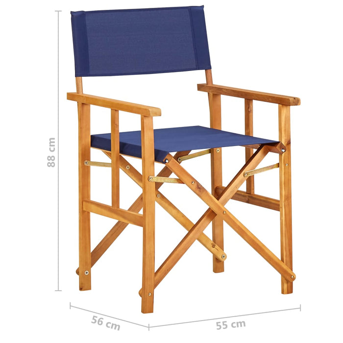 VXL Director Chairs 2 Units Solid Acacia Wood Blue