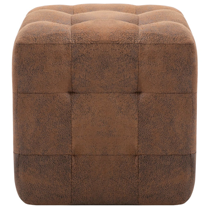 VXL Pouf 2 units brown artificial suede leather 30x30x30 cm