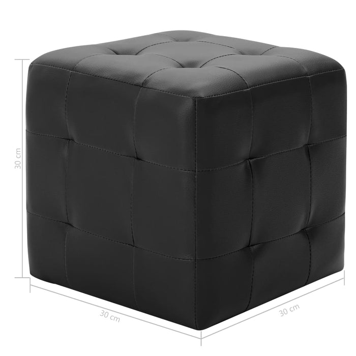 VXL Pouf 2 units black synthetic leather 30x30x30 cm