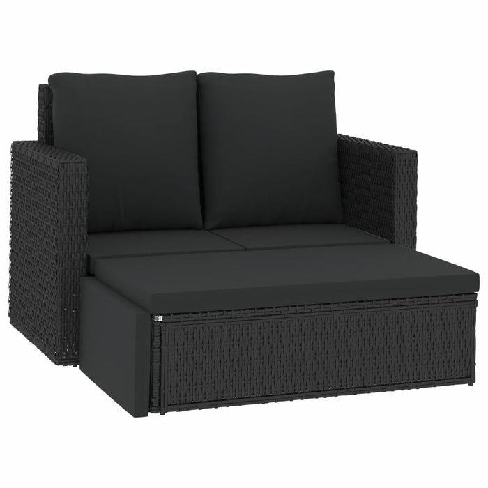 VXL 2-Piece Garden Furniture Set and Cushions Black Synthetic Rattan