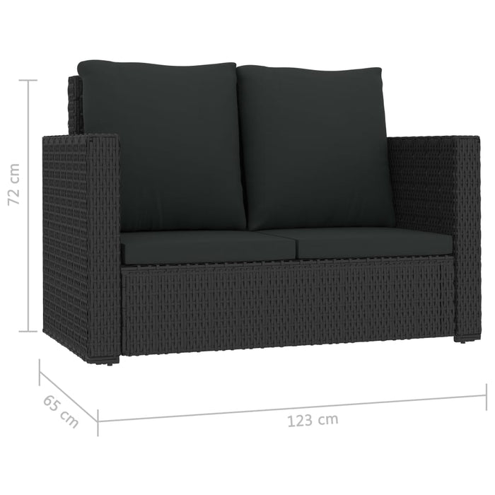 VXL 2-Piece Garden Furniture Set and Cushions Black Synthetic Rattan