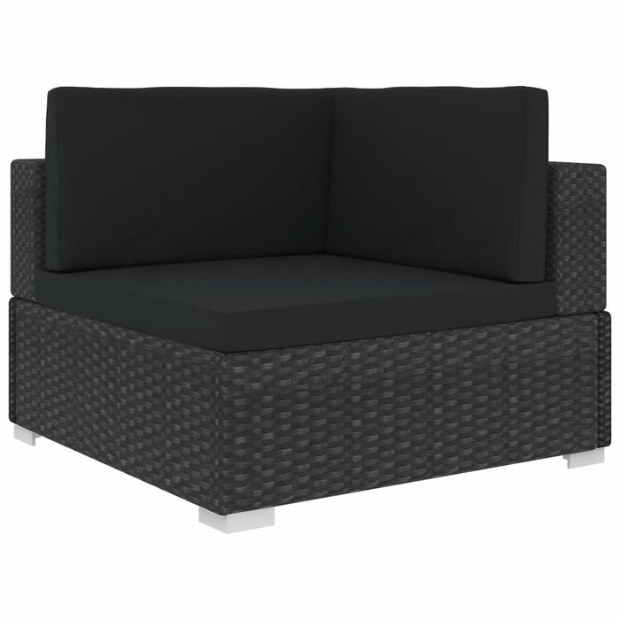 VXL Garden Furniture and Cushions Set 6 Pieces Black Synthetic Rattan