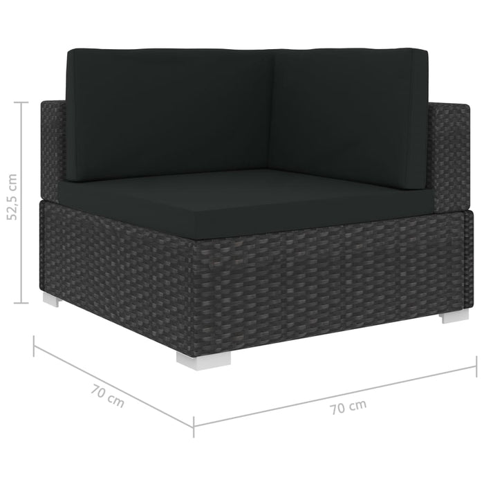 VXL Garden Furniture and Cushions Set 6 Pieces Black Synthetic Rattan