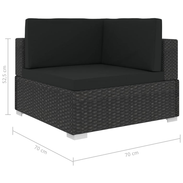 VXL Garden Furniture Set 6 Pieces and Cushions Black Synthetic Rattan