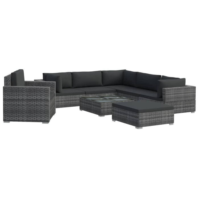 VXL Garden Furniture Set 8 Pieces and Cushions Gray Synthetic Rattan