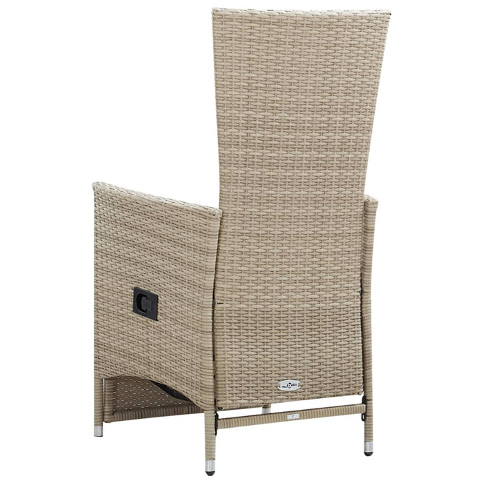 VXL Reclining Garden Chairs 2 Units and Cushions Beige Synthetic Rattan