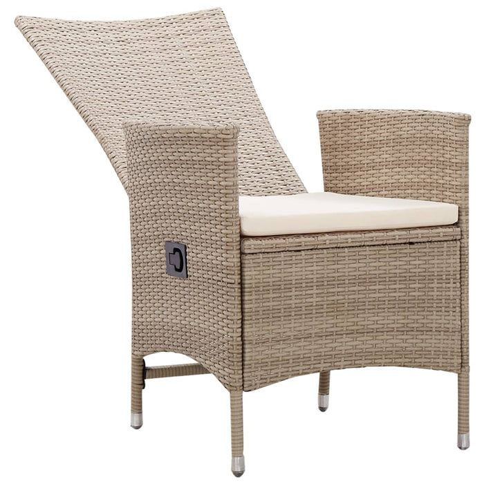 VXL Garden Chairs 2 Units with Cushions Beige Synthetic Rattan