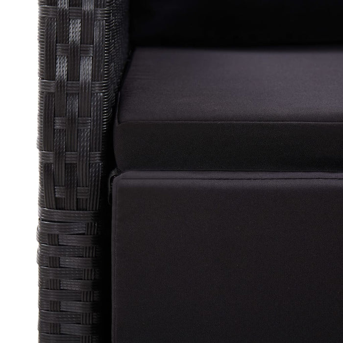 VXL Reclining Garden Chairs and Cushions 2 Pcs Black PE Rattan
