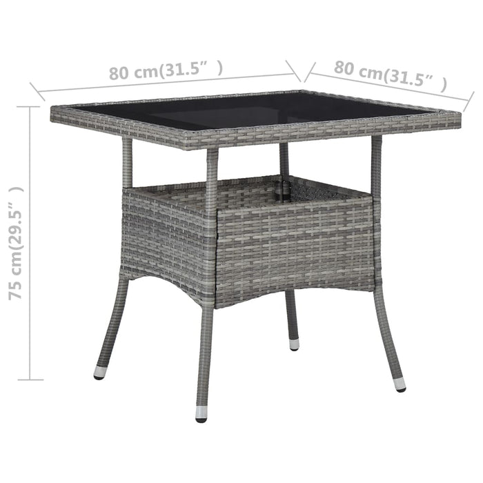 VXL Garden Dining Table Synthetic Rattan and Gray Glass