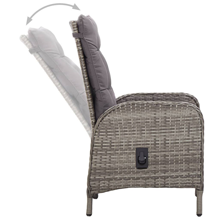 VXL Garden Chairs 2 Units Gray Synthetic Rattan