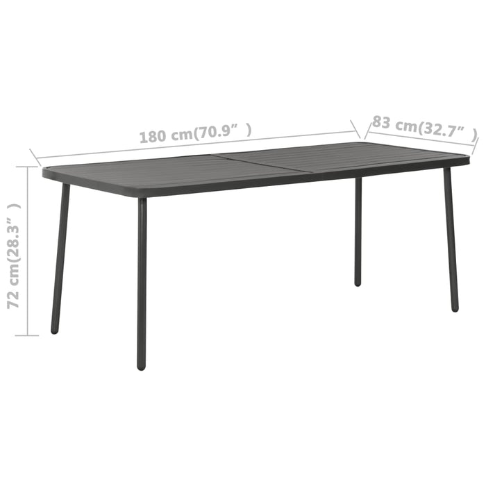 VXL Dark Gray Steel Garden Table 180X83X72 Cm