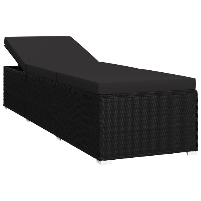 VXL Sun Lounger With Black Synthetic Rattan Cushion