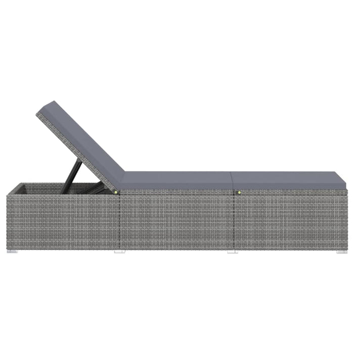 VXL Lounger with Cushion and Gray Synthetic Rattan Table
