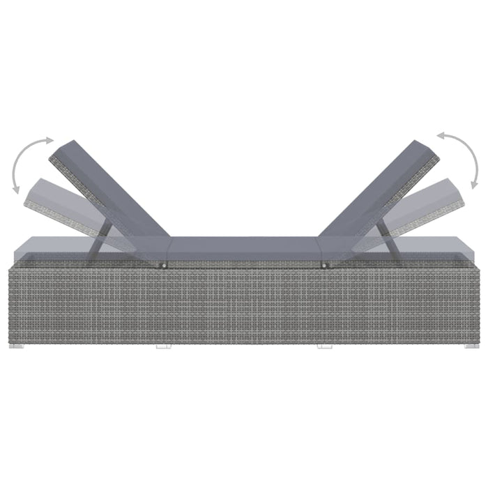 VXL Lounger with Cushion and Gray Synthetic Rattan Table