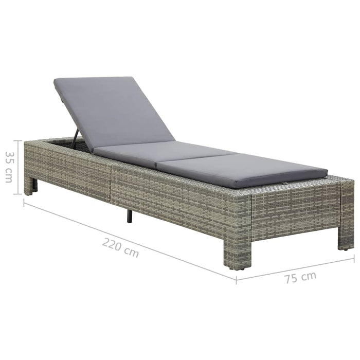 VXL Lounger With Gray Synthetic Rattan Cushion