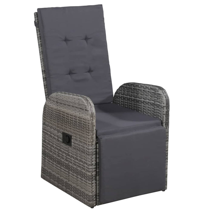 VXL Garden Recliner with Cushion Gray Synthetic Rattan