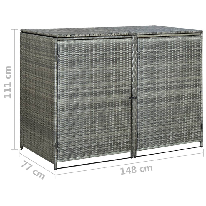 VXL Double Shed For Container Gray PE Rattan 148X77X111 Cm