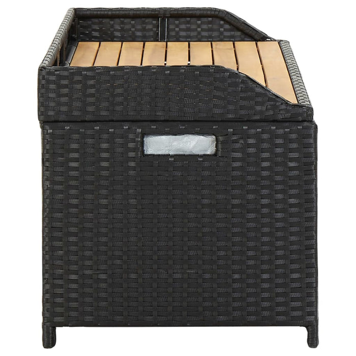 VXL Garden Storage Bench Synthetic Rattan Black 120 Cm
