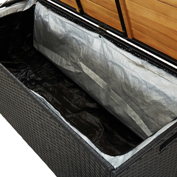 VXL Garden Storage Bench Synthetic Rattan Black 120 Cm