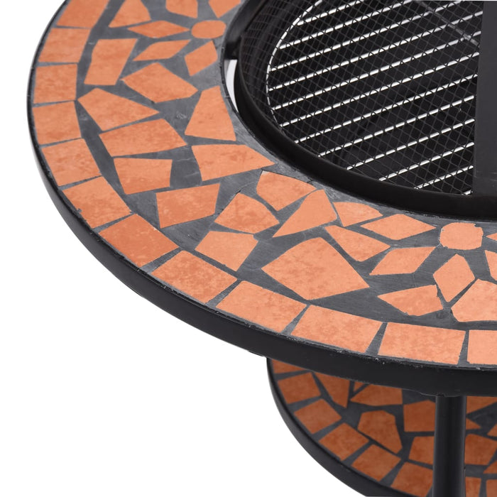 VXL Coffee Table with Terracotta Ceramic Mosaic Brazier 68 Cm