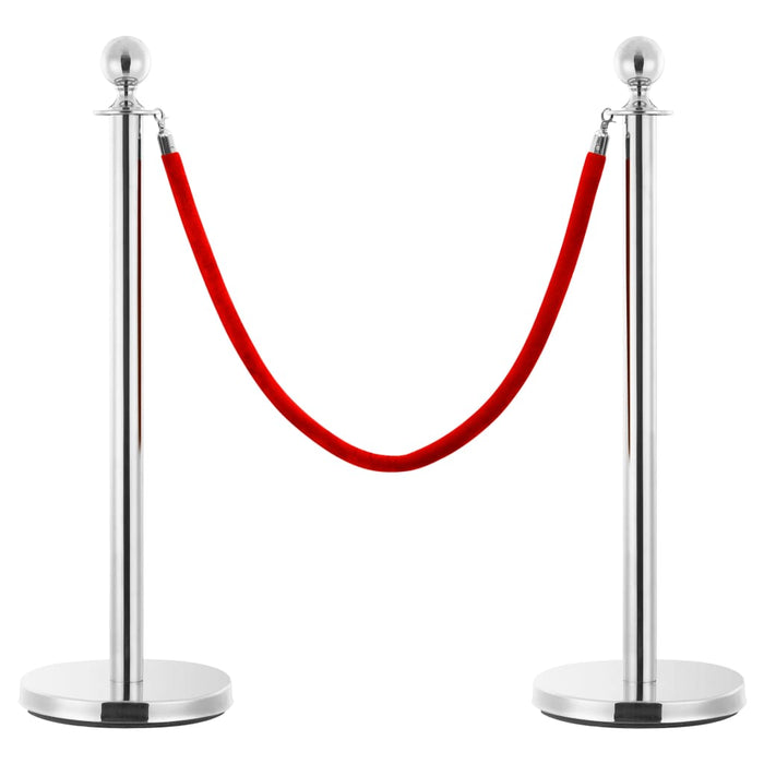 VXL Portable VIP Queue Barrier 3 Pcs Stainless Steel Silver