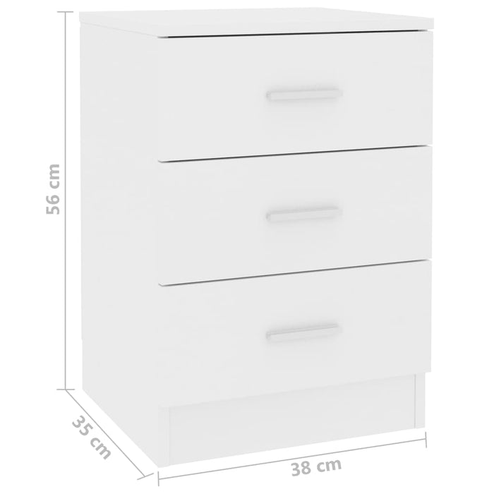VXL Mesitas de noche 2 uds madera contrachapada blanco 38x35x56 cm
