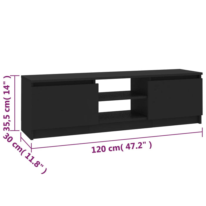 VXL Mueble para TV de aglomerado negro 120x30x35,5 cm