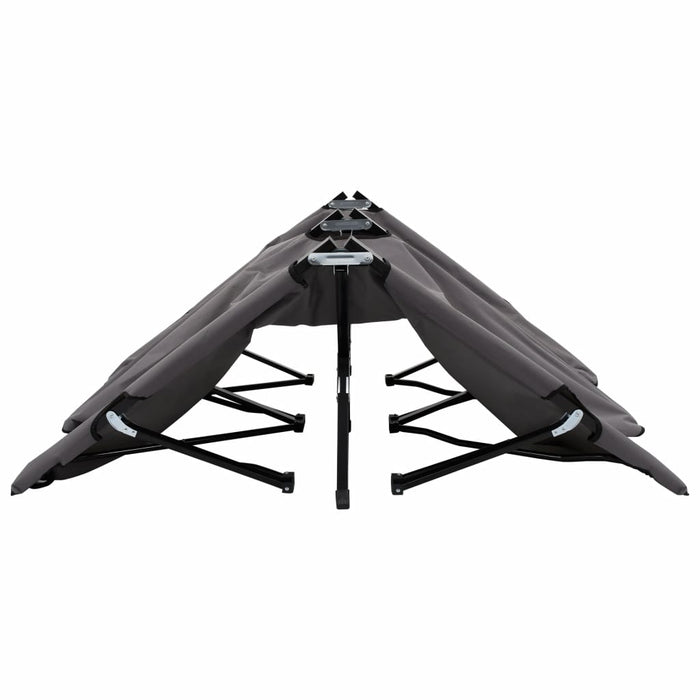 VXL Folding Lounger for 2 People Gray Steel