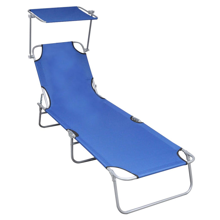 VXL Folding Lounger With Aluminum Canopy Blue