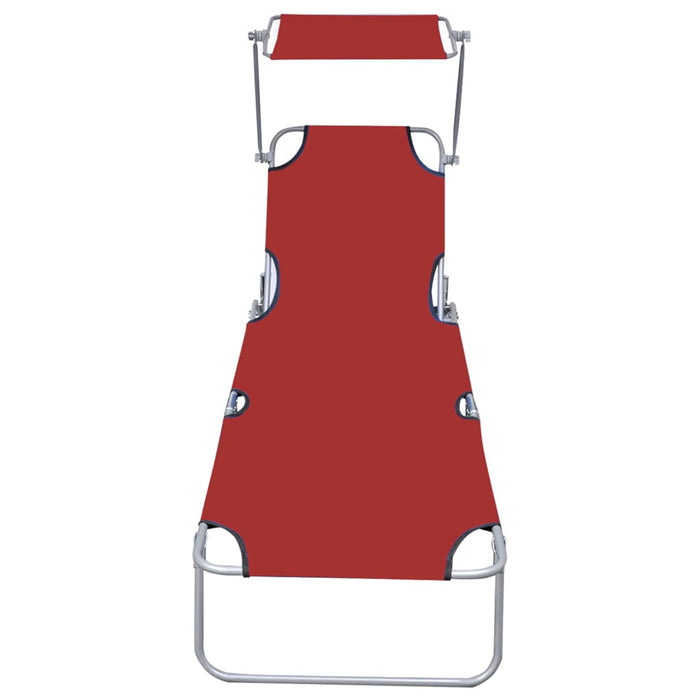 VXL Tumbona Plegable Con Toldo De Aluminio Rojo