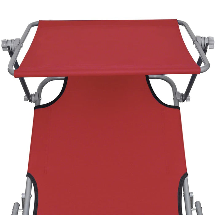 VXL Tumbona Plegable Con Toldo De Aluminio Rojo