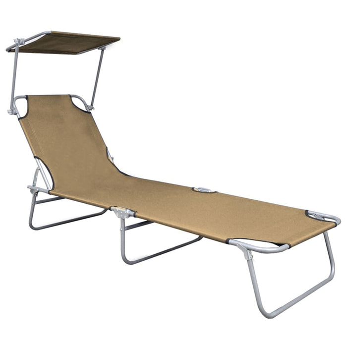 VXL Folding Lounger with Taupe Gray Aluminum Canopy