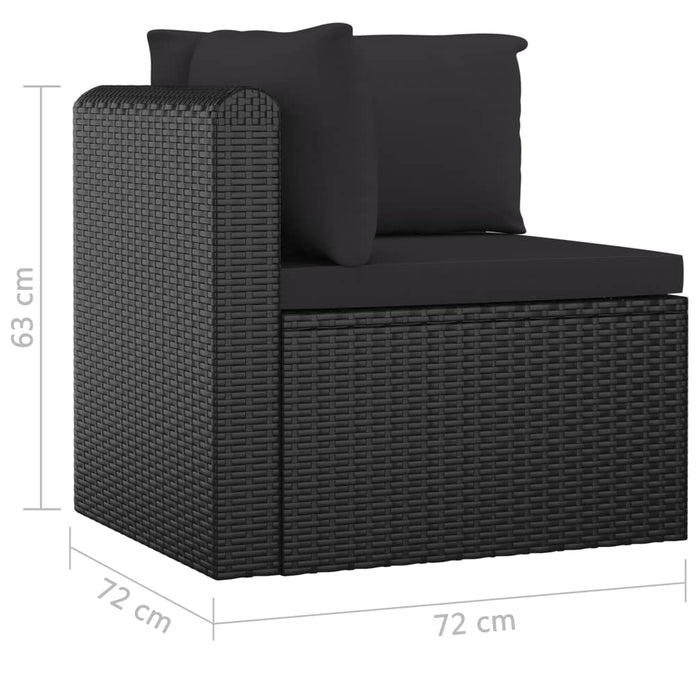 VXL Garden Furniture Set 5 Pieces and Cushions Black Synthetic Rattan