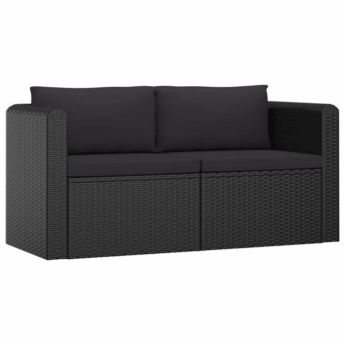 VXL 2-Piece Garden Sofa Set and Cushions Black Synthetic Rattan