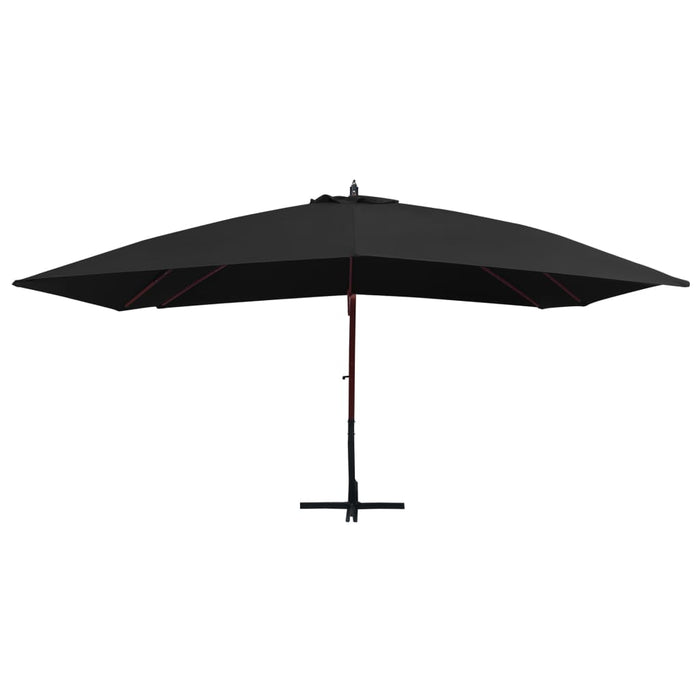 VXL Hanging Garden Umbrella with Wooden Pole Black 400X300Cm