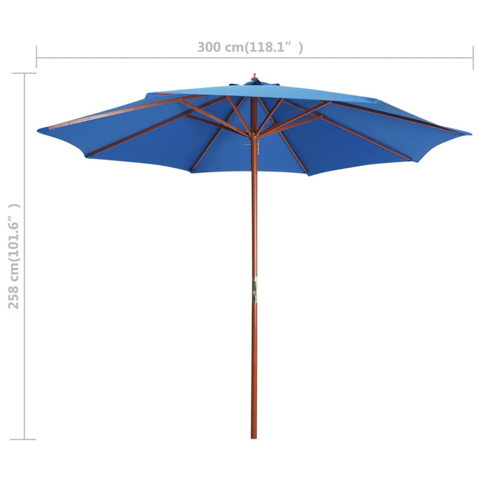 VXL Garden Umbrella with Blue Wooden Pole 300X258 Cm