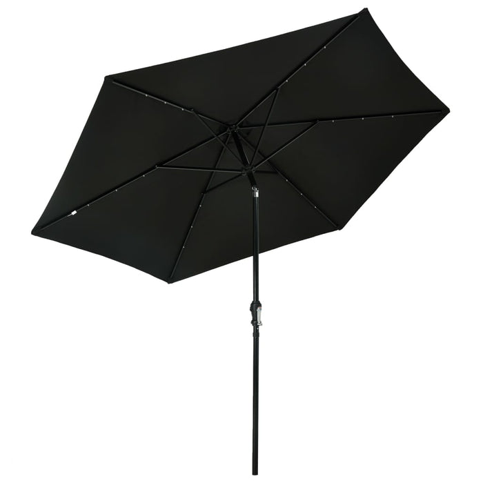 VXL Garden Umbrella with Led Lights Black Steel Pole 300 Cm