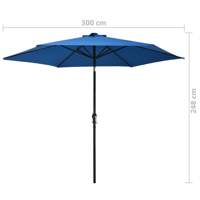 VXL Garden Umbrella with Led Lights Steel Pole Light Blue 300Cm