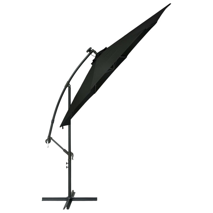 VXL Cantilever Umbrella With Led Lights And Black Steel Pole 300 Cm