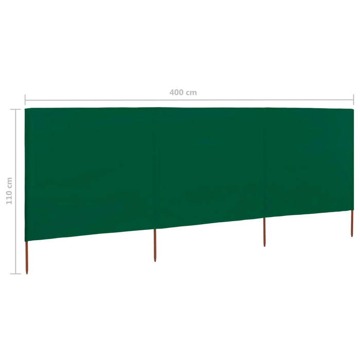 VXL 3-Panel Beach Windbreak Green Fabric 400X80 Cm