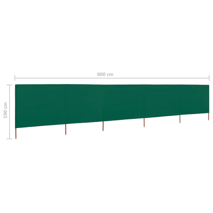 VXL 5-Panel Beach Windbreak Green Fabric 600X160Cm