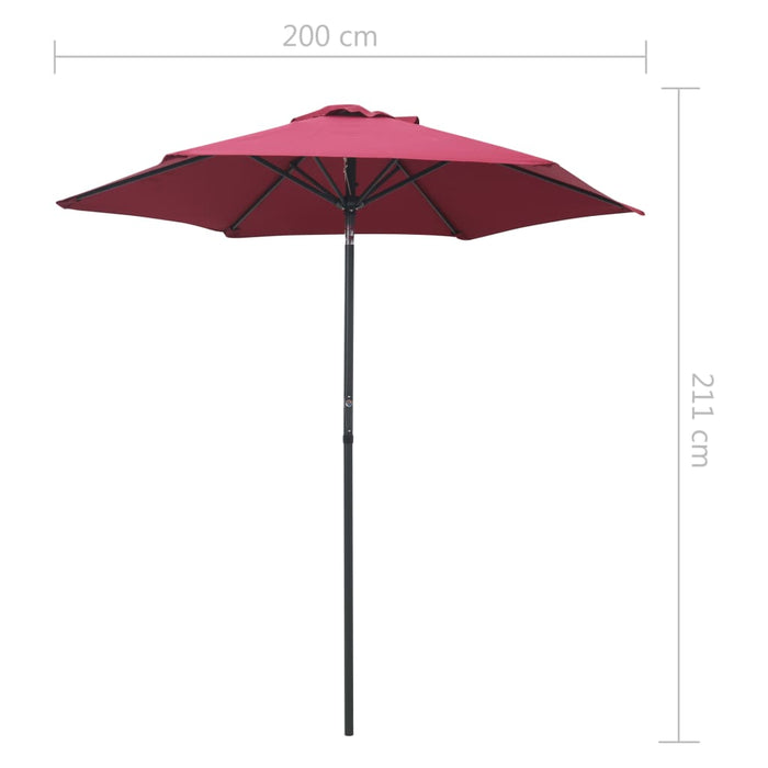 VXL Burgundy Aluminum Umbrella 200X211 Cm