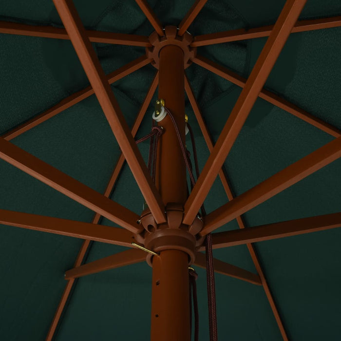 VXL Garden Umbrella with Green Wooden Pole 330 Cm