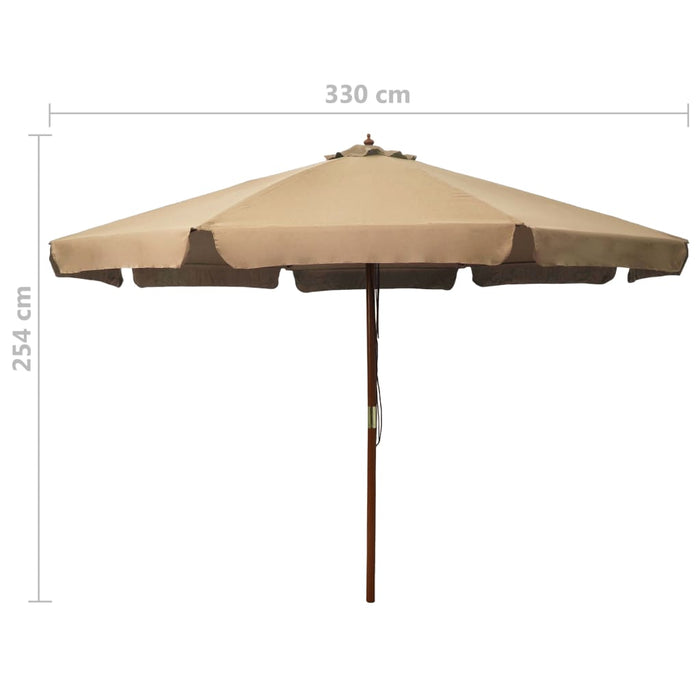 VXL Garden Umbrella with Taupe Wooden Pole 330 Cm
