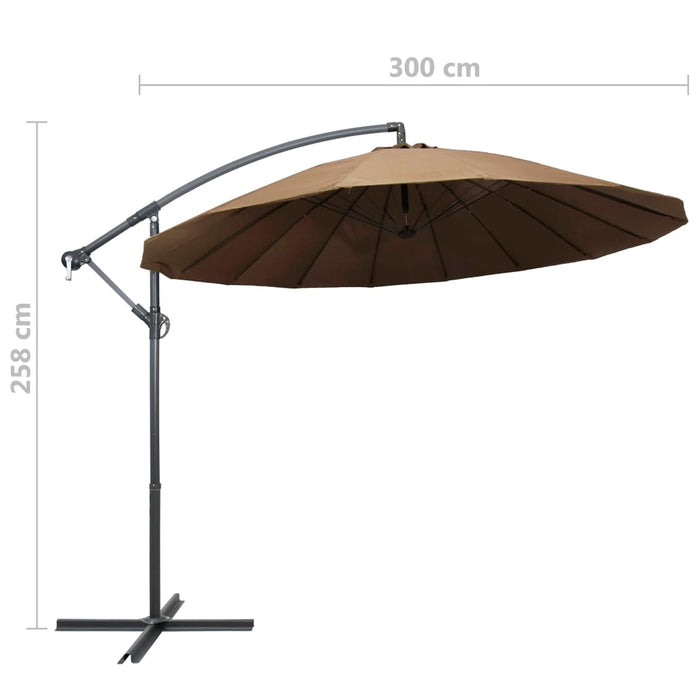 VXL Hanging Umbrella with Taupe Gray Aluminum Pole 3 M