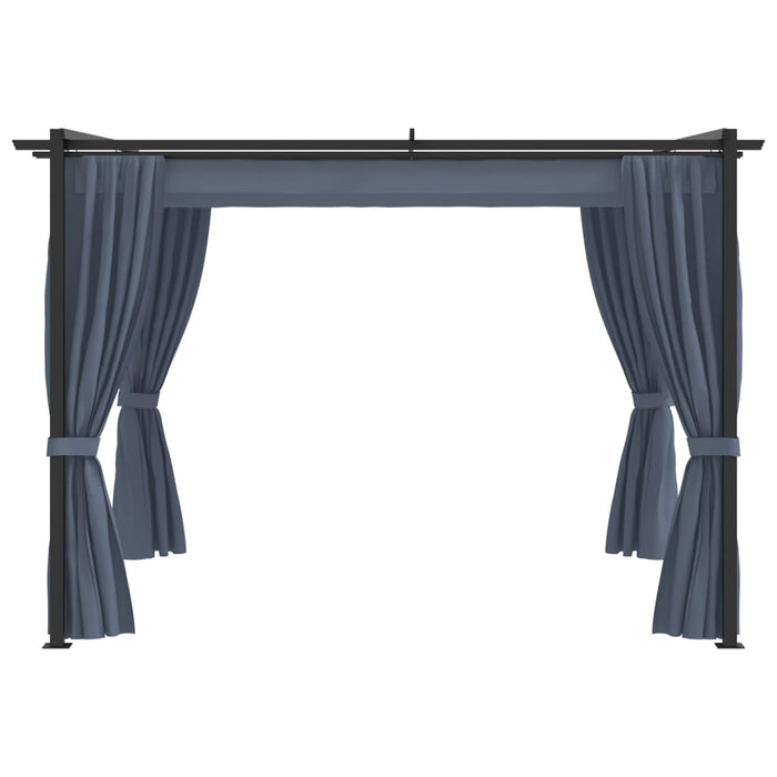 VXL Gazebo With Anthracite Gray Steel Curtains 3X3 M