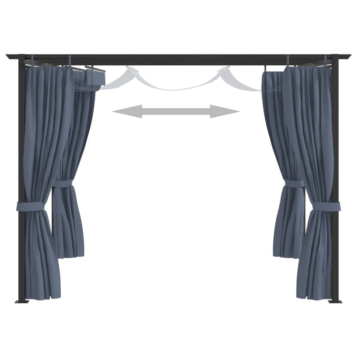 VXL Gazebo With Anthracite Gray Steel Curtains 3X3 M